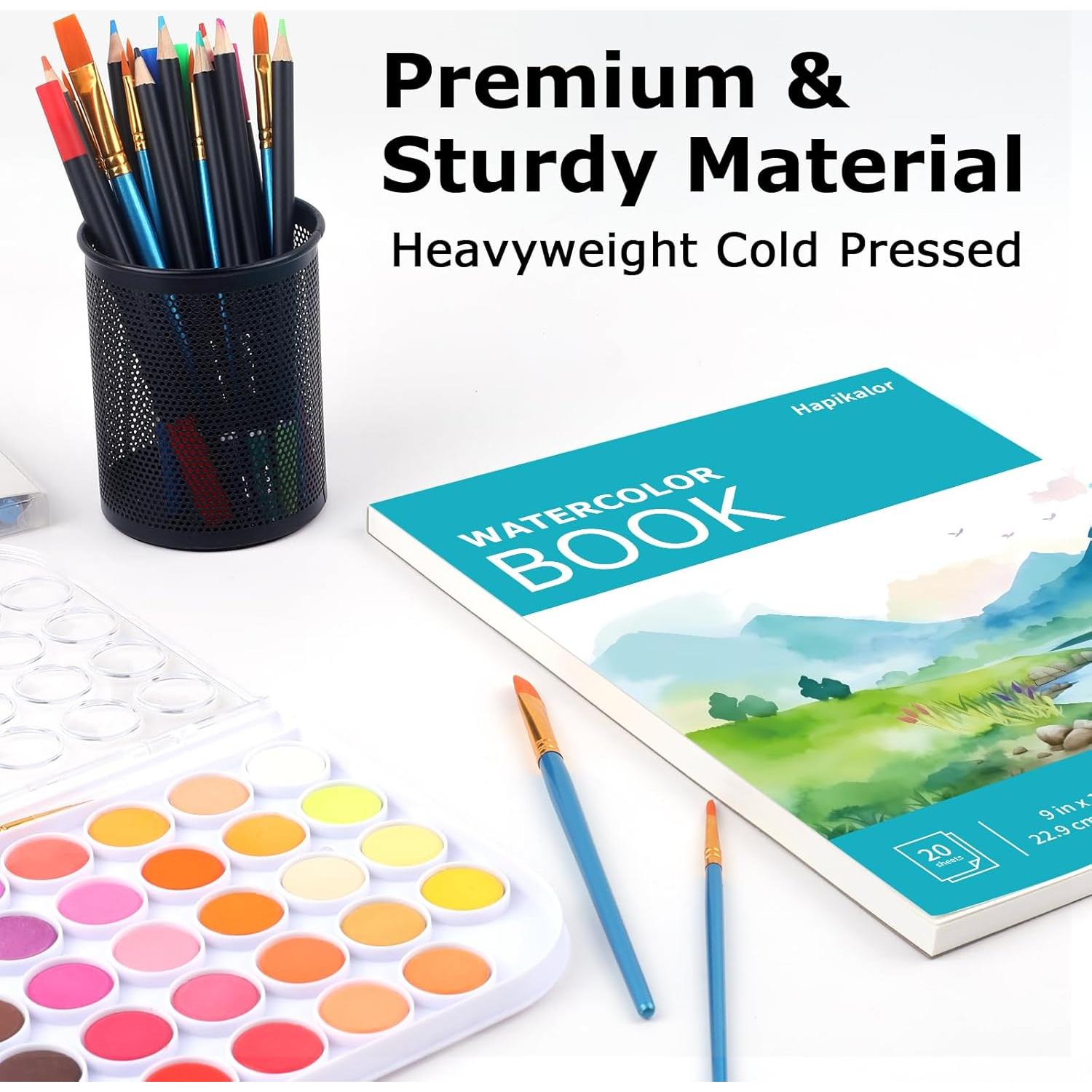 Bloc de Papel Acuarela Hapikalor 9x12" 140lb 20 Hojas Verde