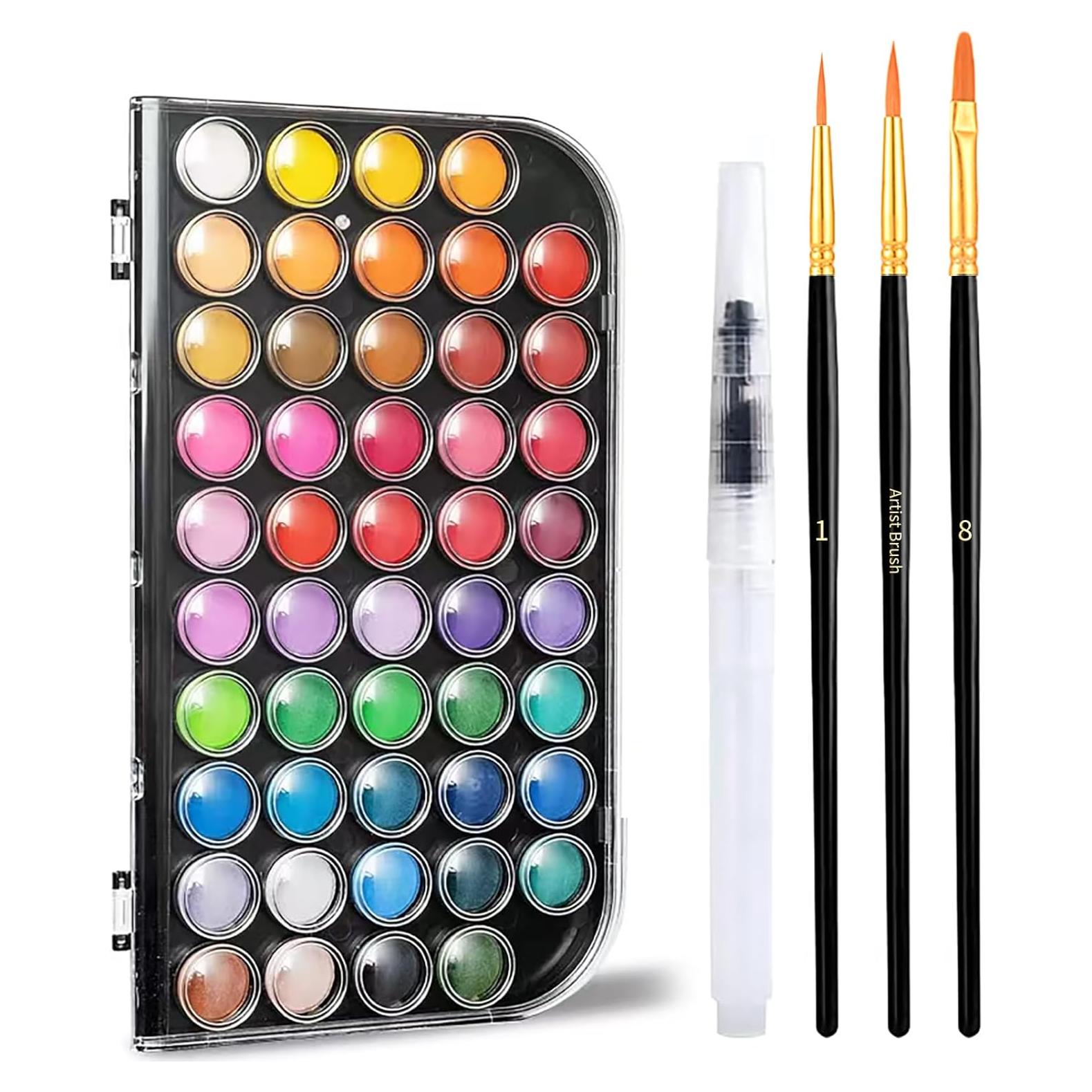 Set de Pintura Acuarela GETHPEN 48 Colores Lavables con Pincel