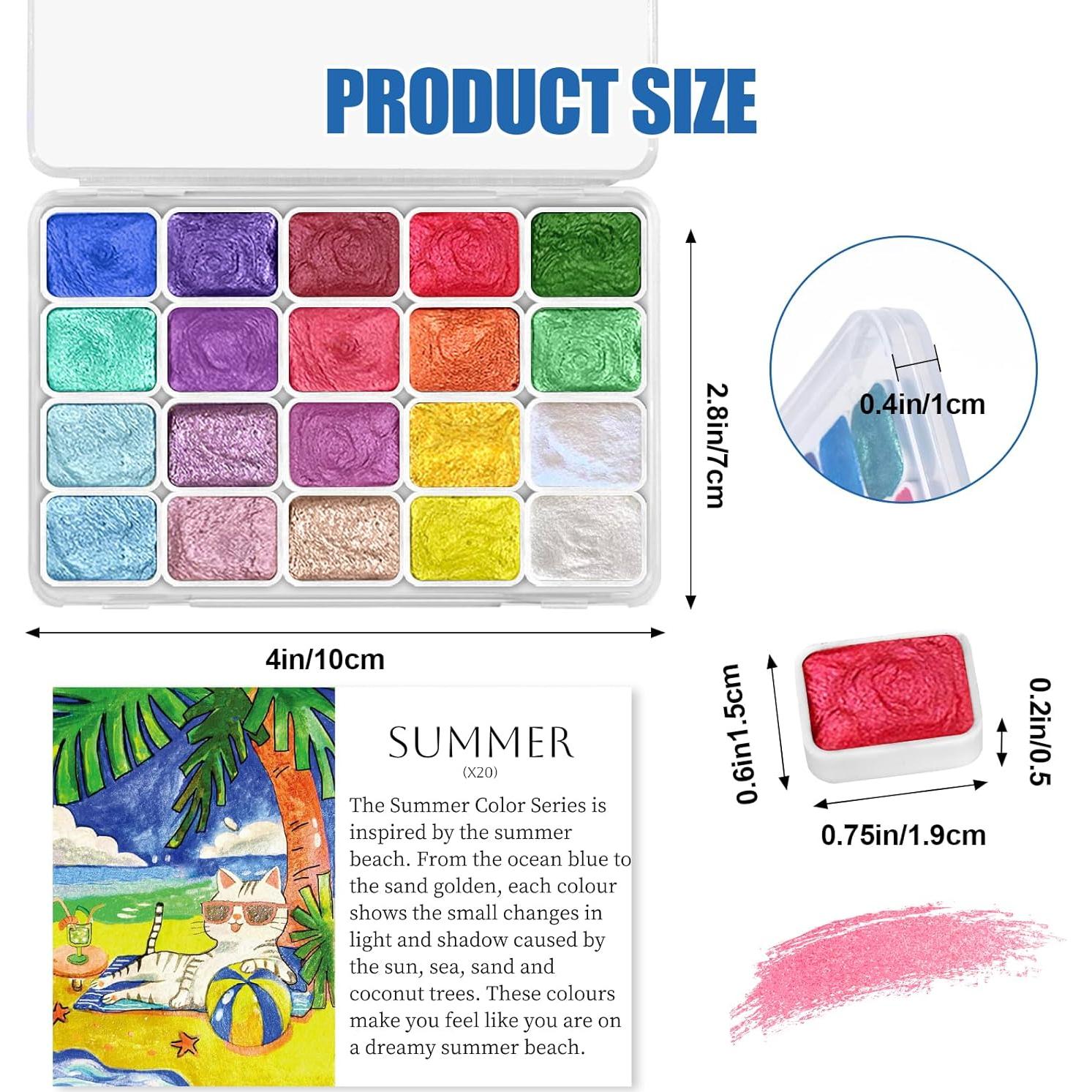 Set de Pintura Acuarela Perlante CraftyManor 20 Colores 20ml