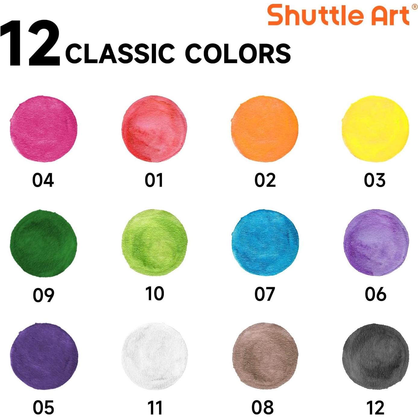 Conjunto de Acuarelas Shuttle Art 30 Paquetes 12 Colores