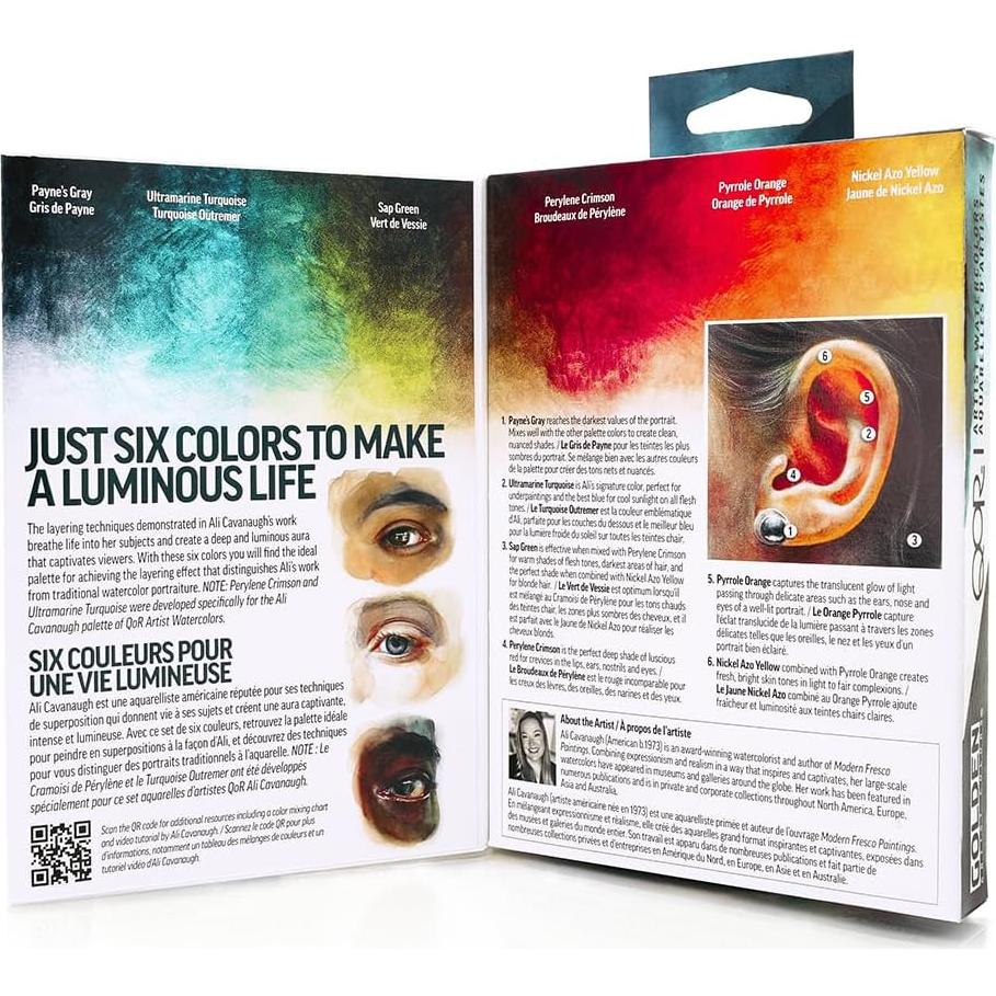 Conjunto de Acuarelas Profesionales Golden QoR 6 x 5 ml Retrato