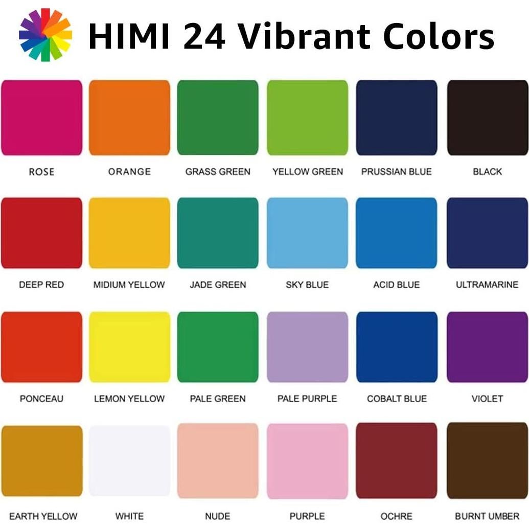 Juego de Pintura Gouache ABEIER 24 Colores 30ml No Tóxico