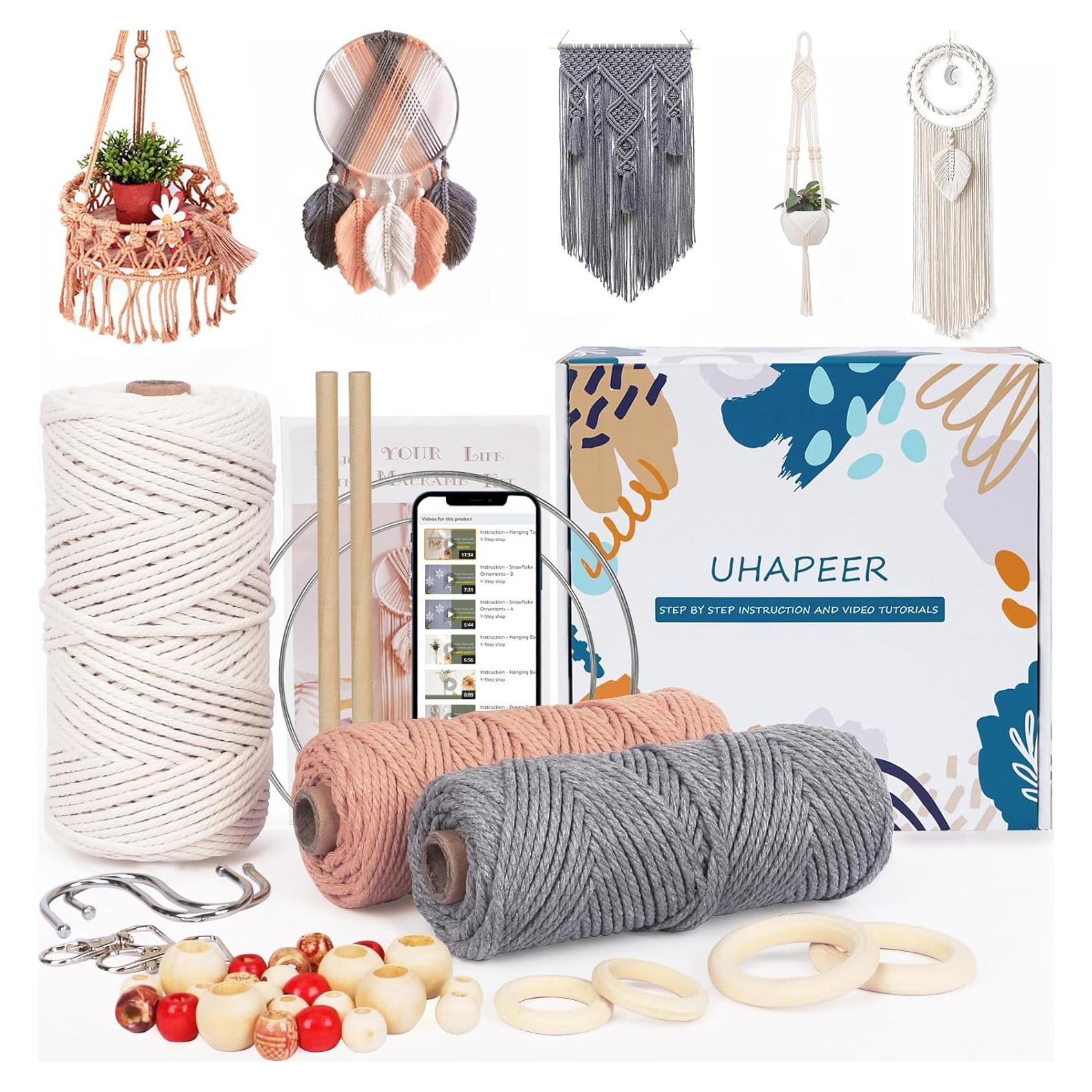 Kit de Macramé UHAPEER para Principiantes con 200m de Cordón