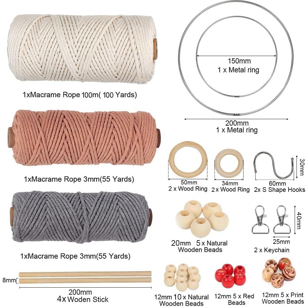 Kit de Macramé UHAPEER para Principiantes con 200m de Cordón