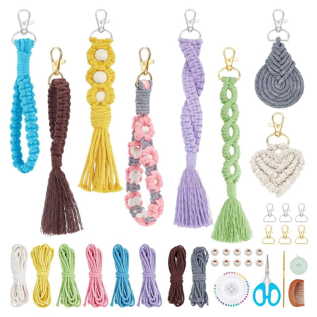 Kit de Llaveros de Macramé INFUNLY - 8 Piezas Coloridas