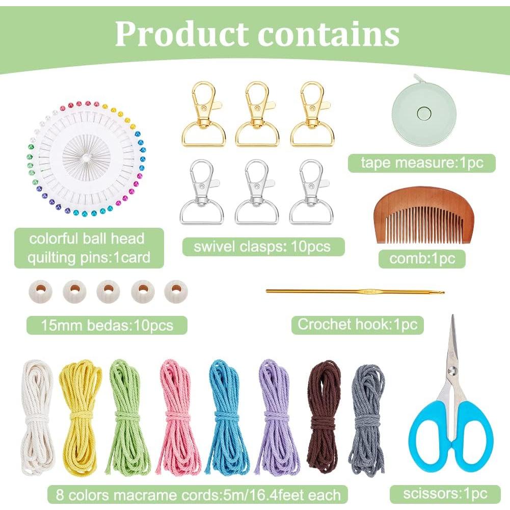 Kit de Llaveros de Macramé INFUNLY - 8 Piezas Coloridas