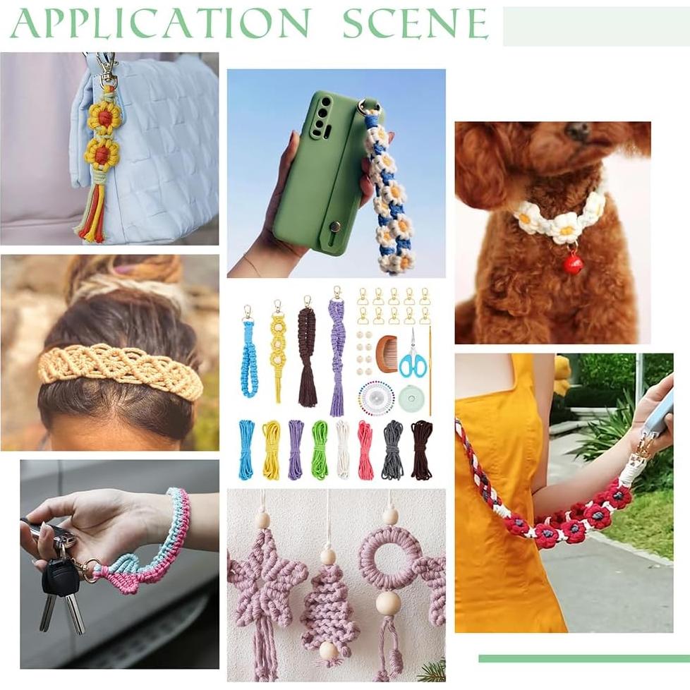 Kit de Llaveros de Macramé INFUNLY - 8 Piezas Coloridas