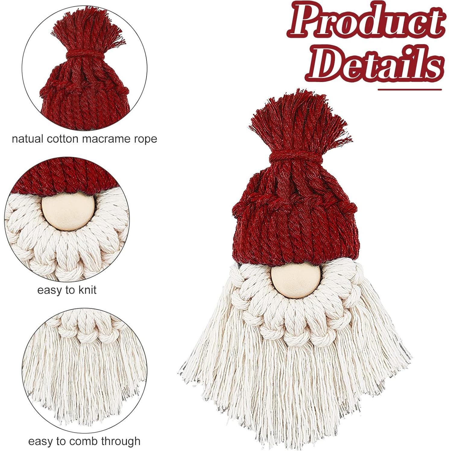 Kit de Gnomos de Navidad DIY FREEBLOSS - 6 Piezas Macramé