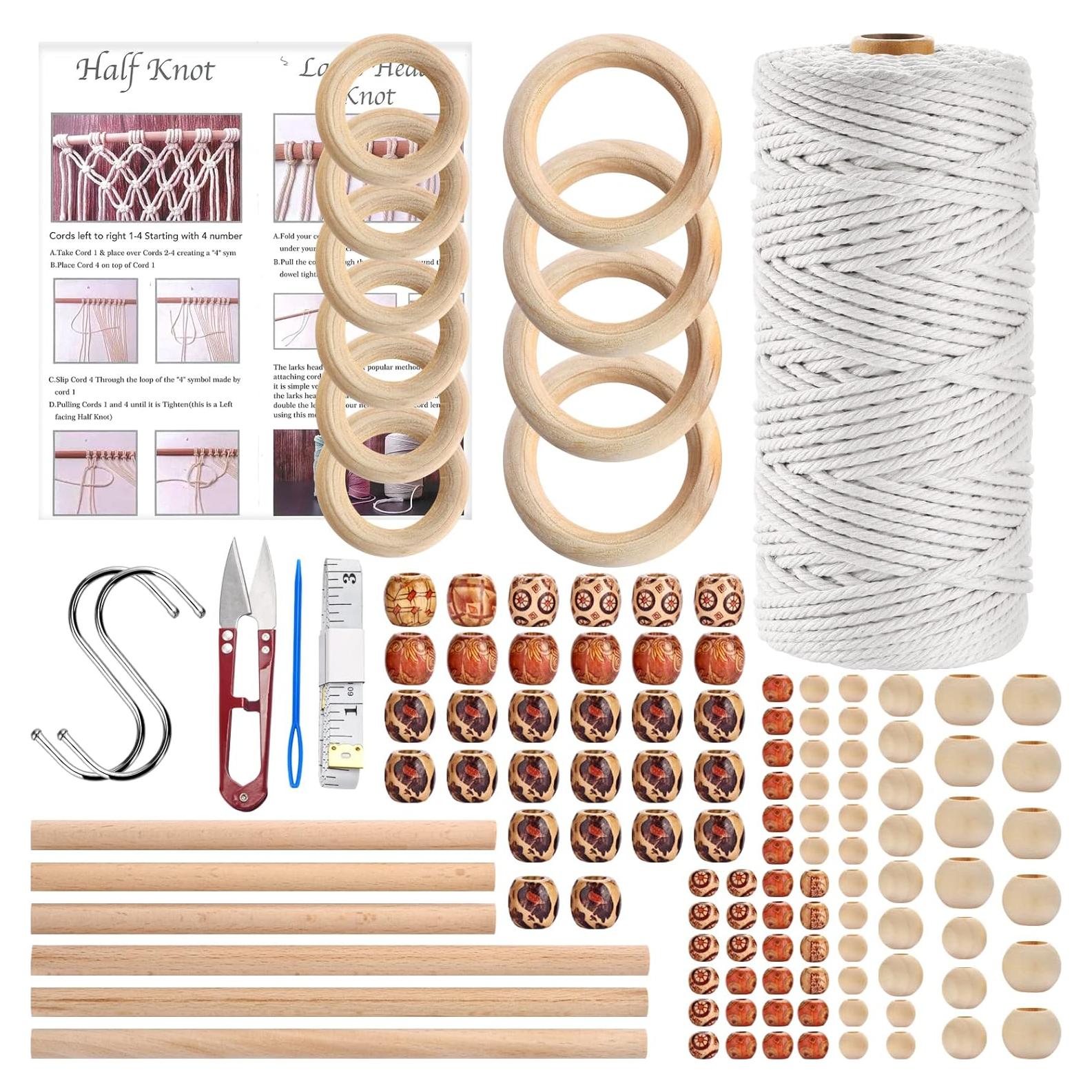 Kit de Macramé Hdviai 121 Piezas, Hilo de Algodón 3mm x 100m