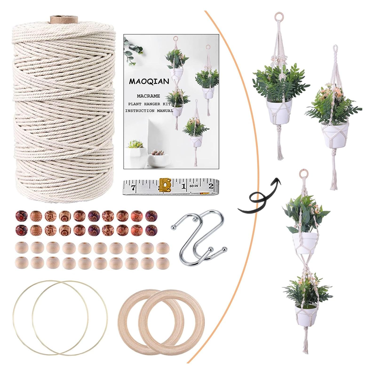 Kit de Macramé 3 en 1 MAOQIAN - Cuerda de Algodón 3mm x 201m