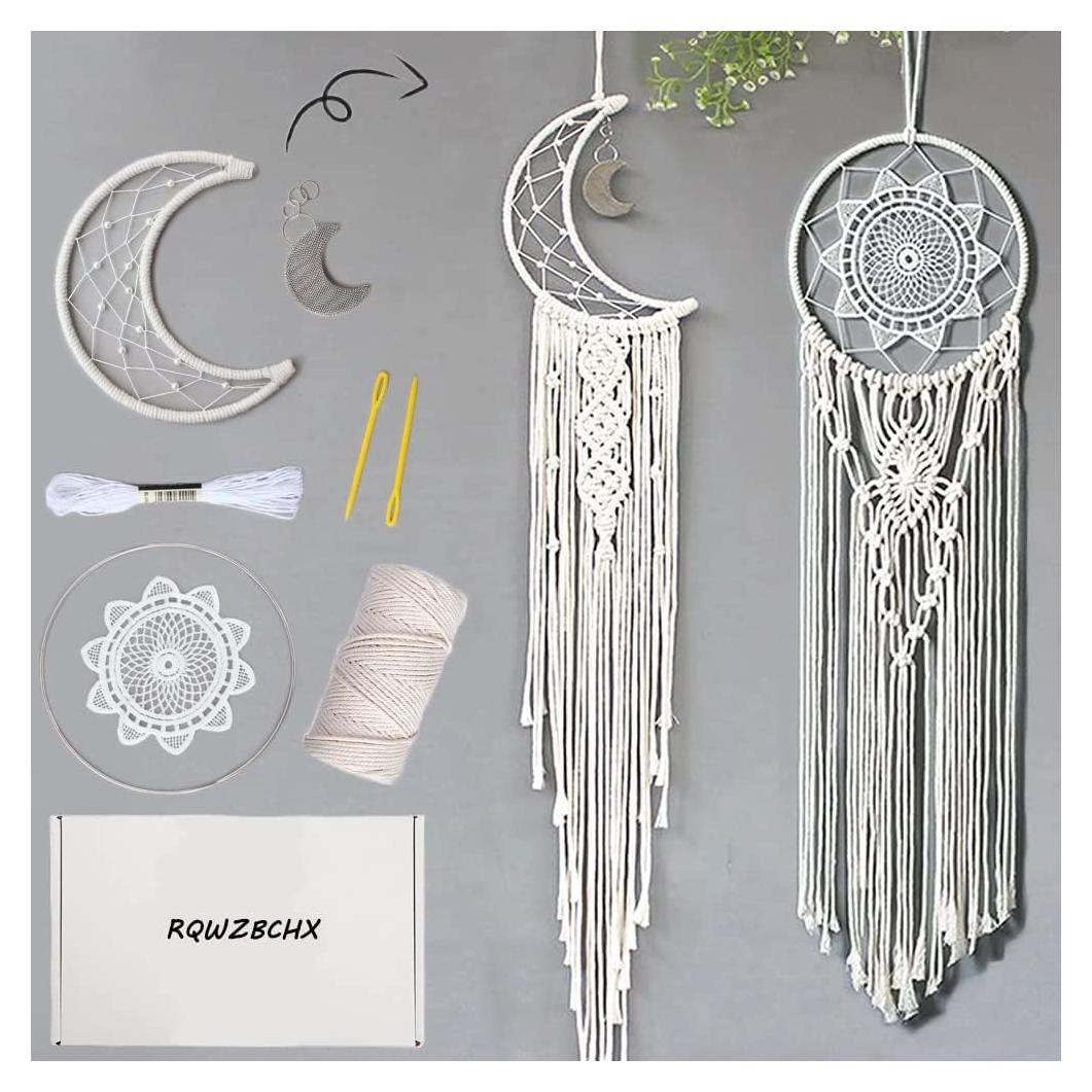 Kit de Atrapasueños de Macramé RQWZBCHX - 2 Piezas DIY