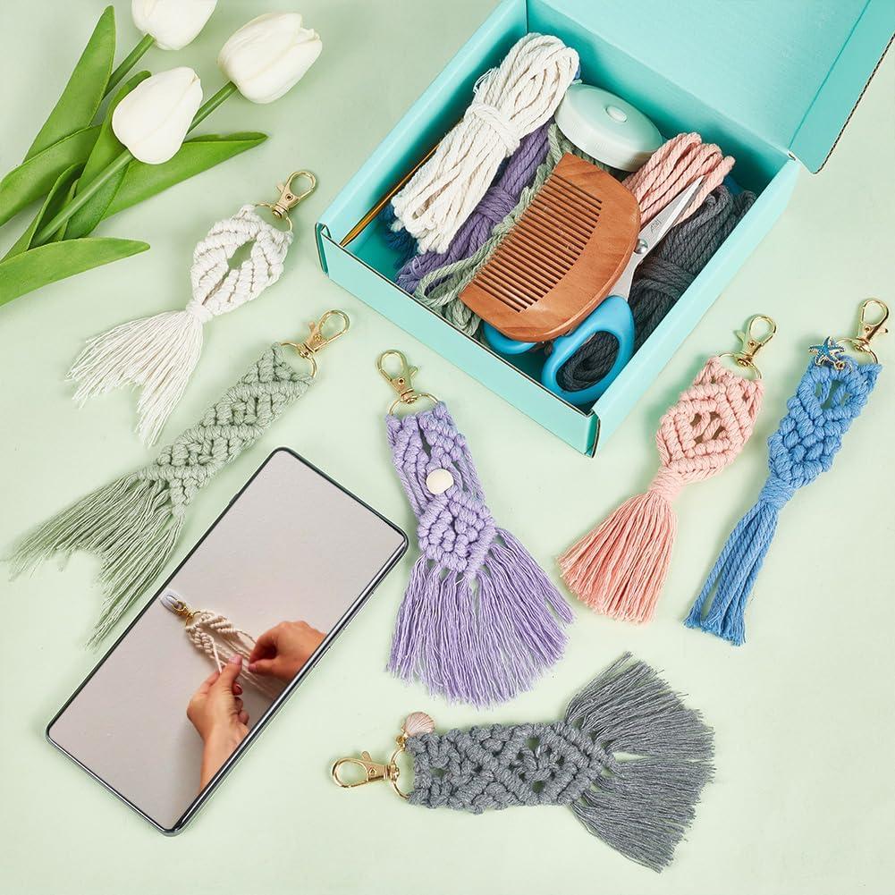 Kit de llavero de macramé ACRNIGHEET 6 piezas boho oceánico