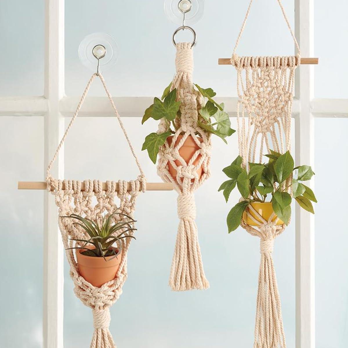 Kit de Macramé Mini Planter Leisure Arts - 3 Colgadores DIY