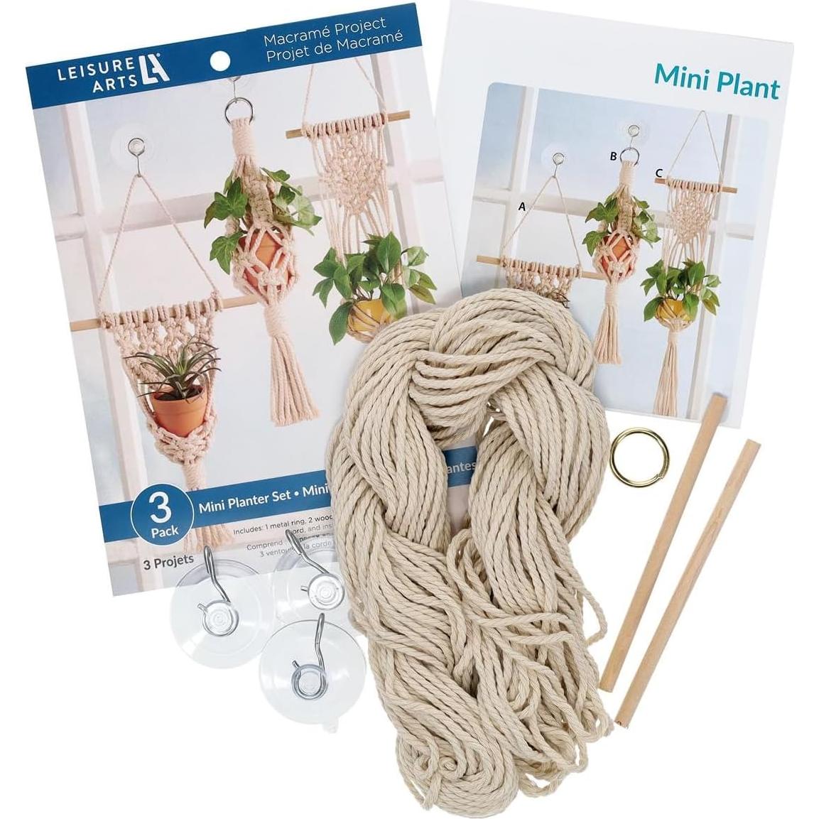 Kit de Macramé Mini Planter Leisure Arts - 3 Colgadores DIY