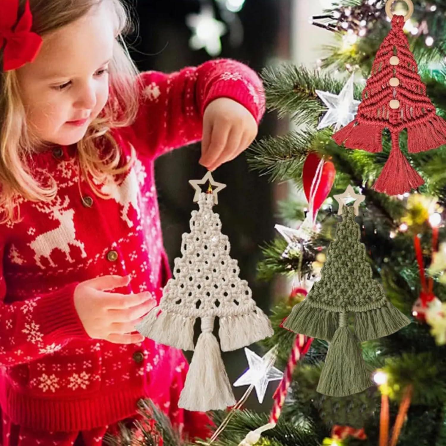 Kit de Macramé DIY Árbol de Navidad 3 Piezas Bohemio
