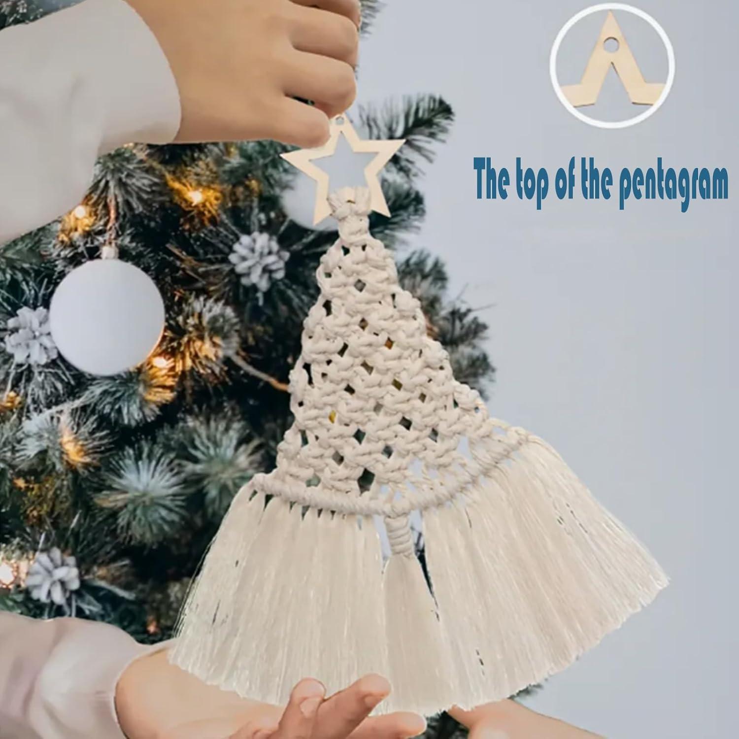 Kit de Macramé DIY Árbol de Navidad 3 Piezas Bohemio