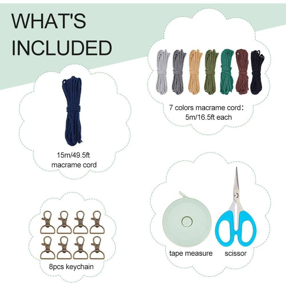 Kit de Llaveros de Macramé INFUNLY para Principiantes - 8 Sets