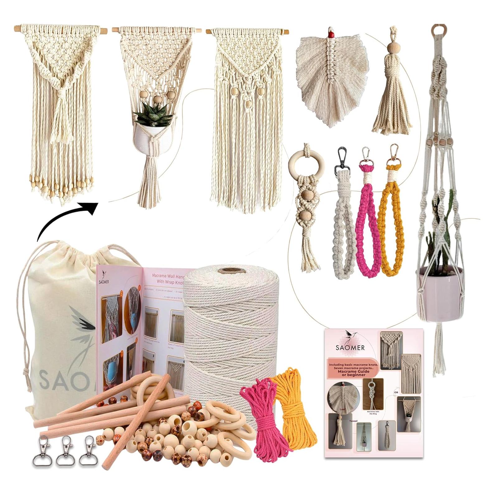 Kit de Macramé SAOMER 130 Piezas 200 Metros 3mm DIY