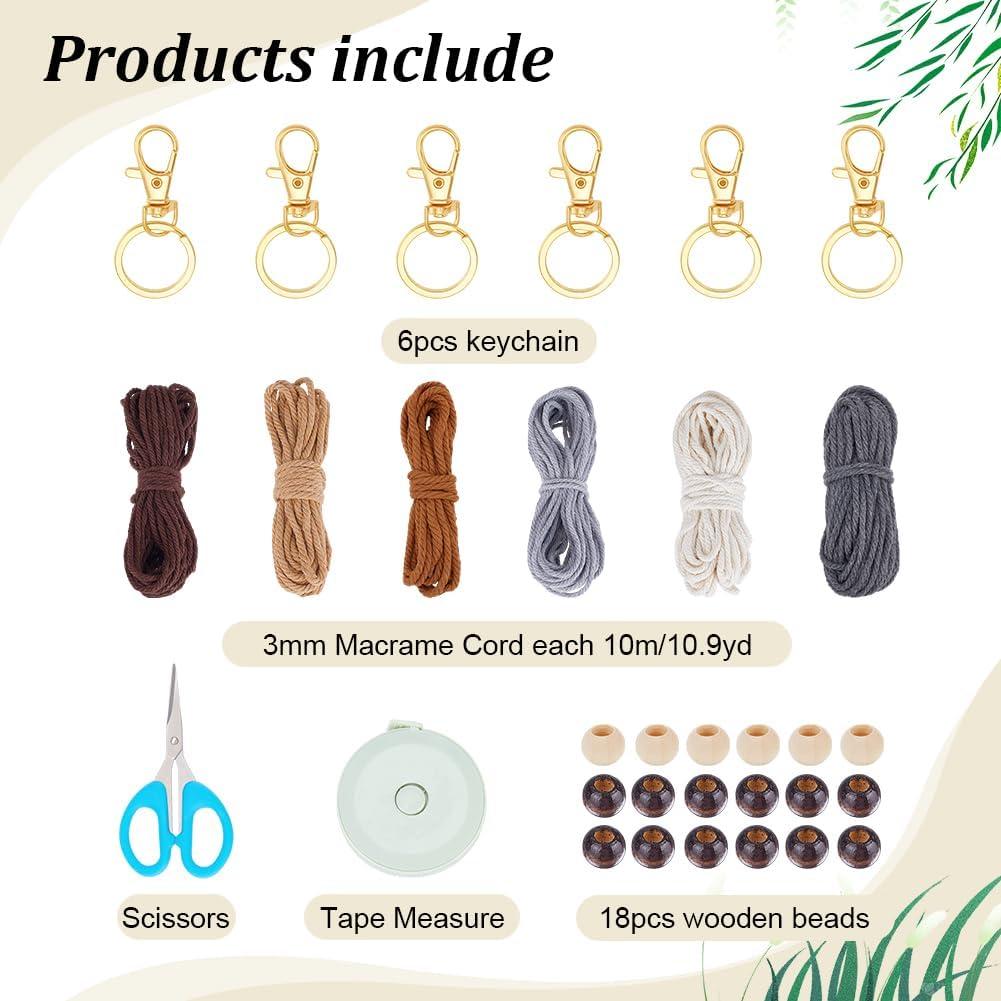 Kit de Llavero Macramé de Búho ACRNIGHEET 6 Piezas DIY