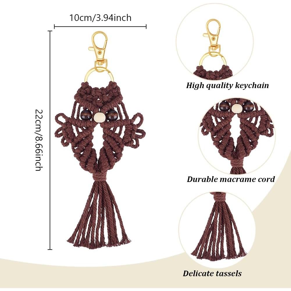 Kit de Llavero Macramé de Búho ACRNIGHEET 6 Piezas DIY