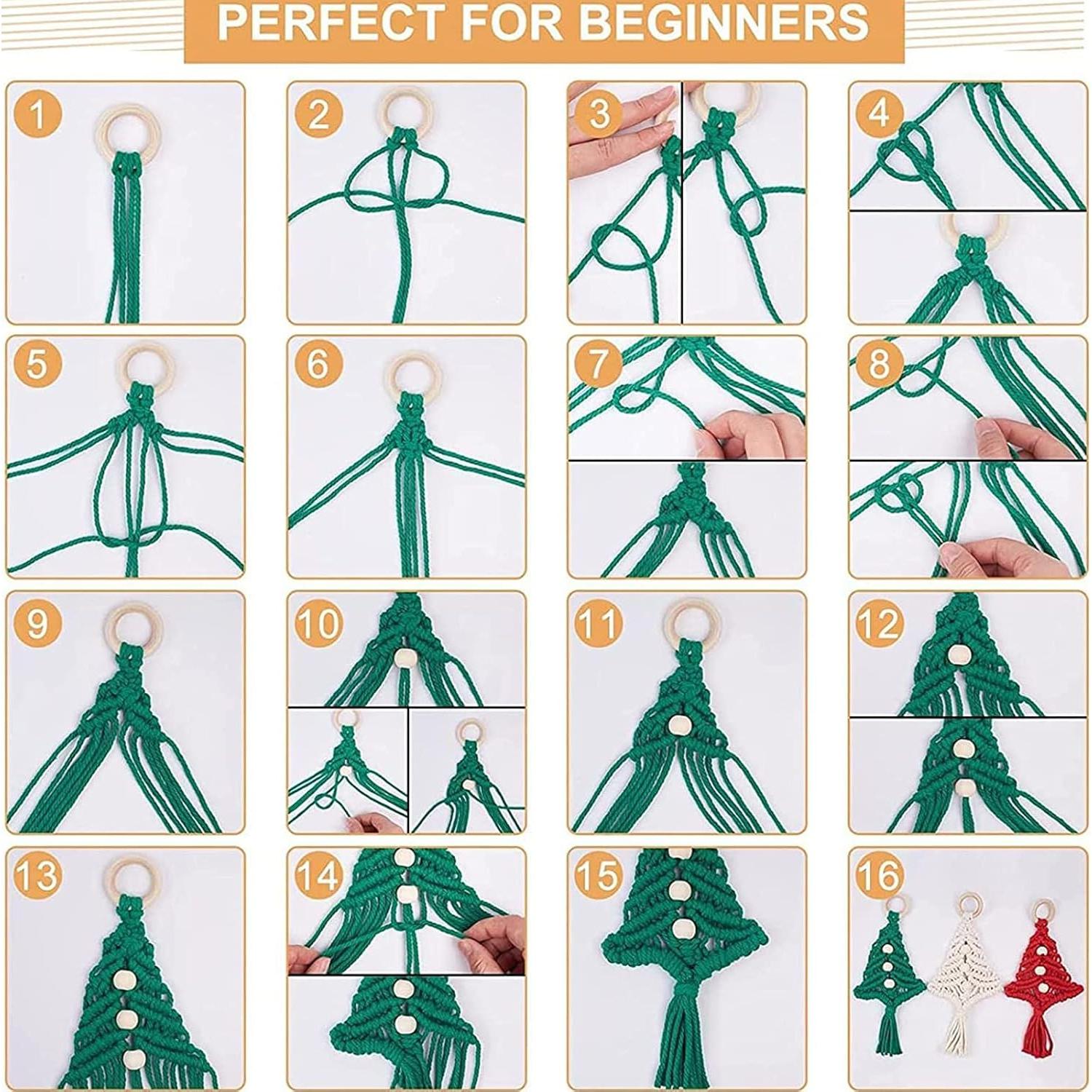 Kit de Macramé Árbol de Navidad DIY Panmall 3 Piezas
