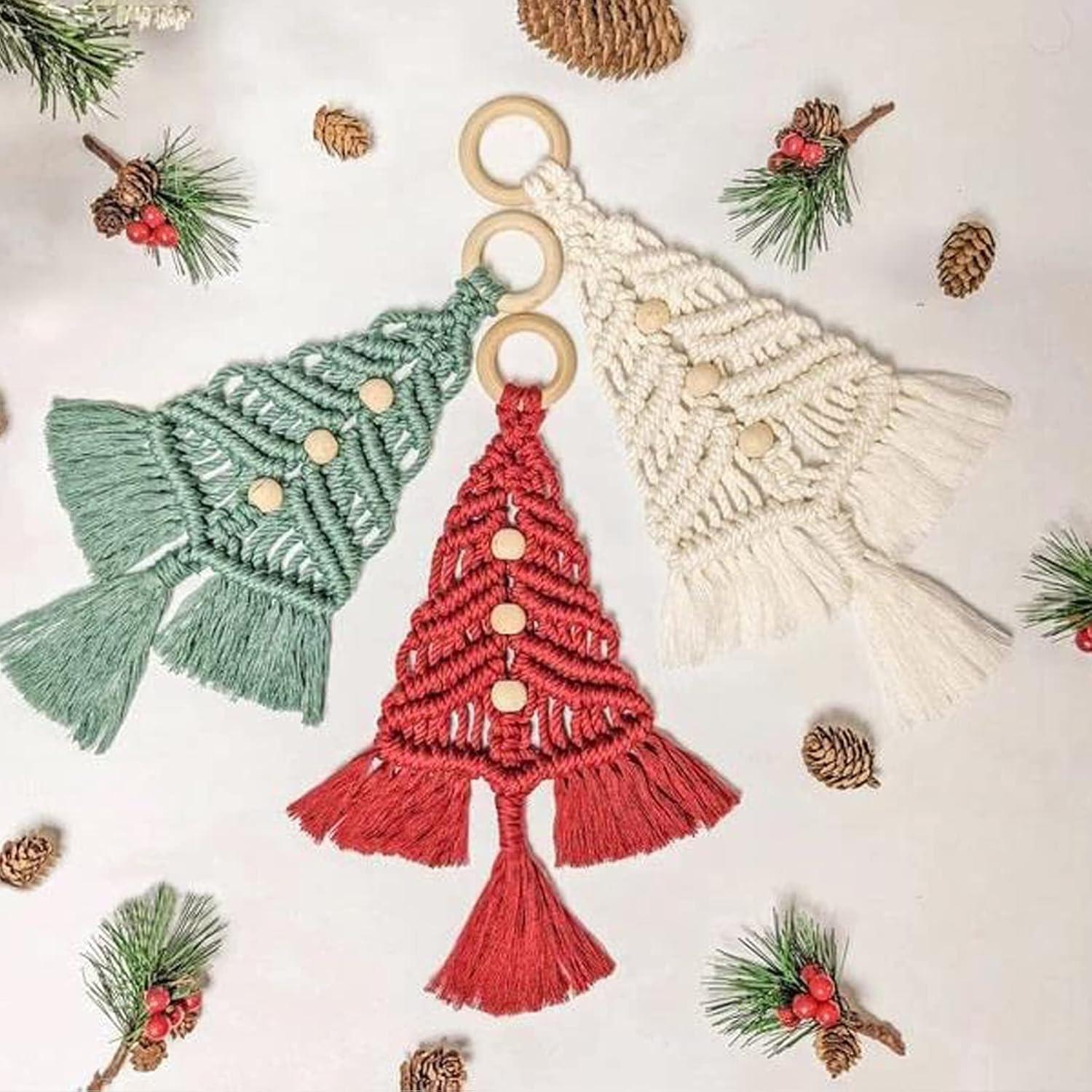Kit de Macramé Árbol de Navidad DIY Panmall 3 Piezas