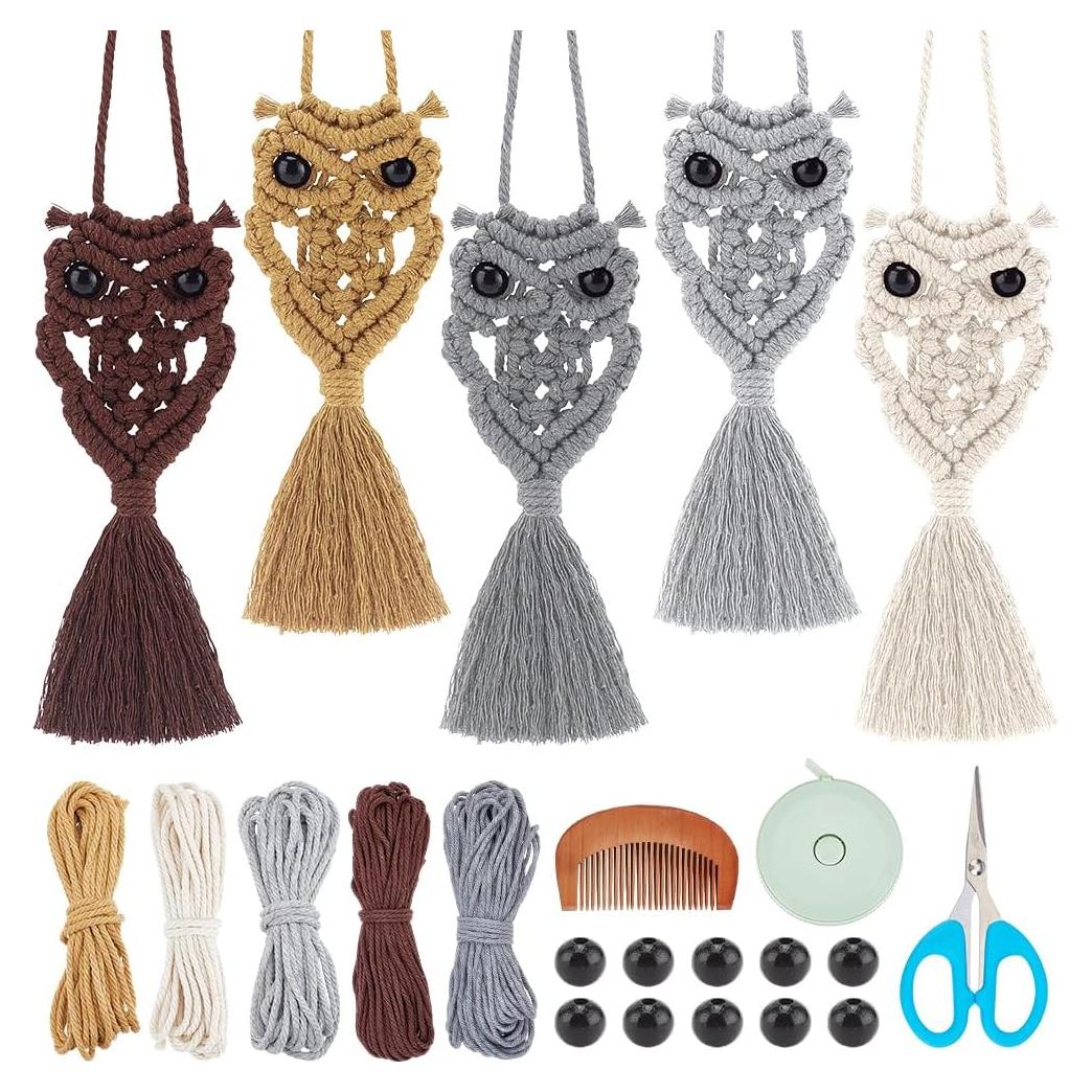 Kit de Macrame Boho ACRNIGHEET Colgante de Búho 5 Piezas