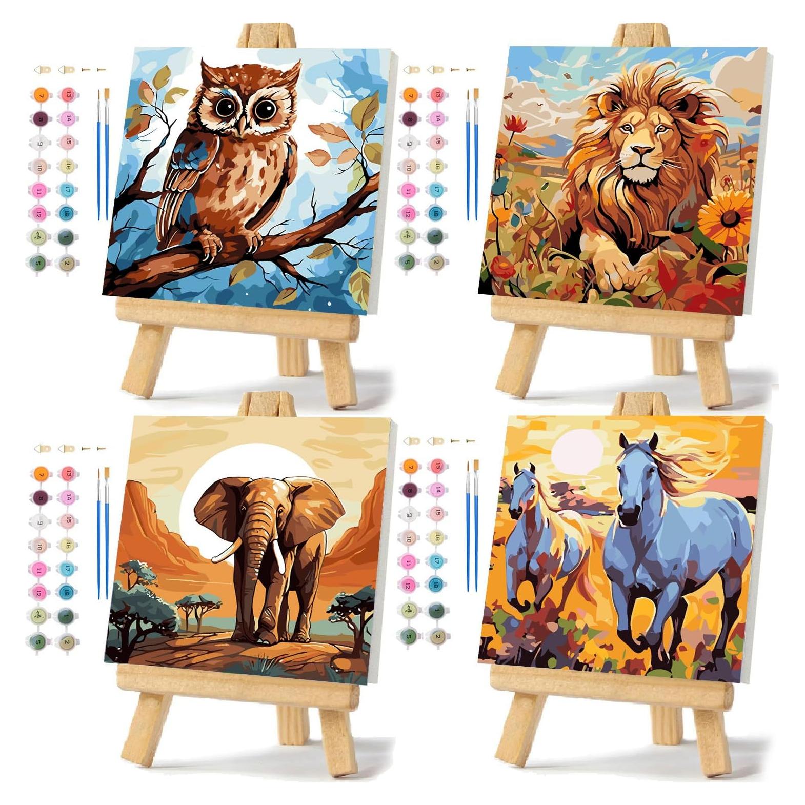 Kit de Pintura por Números Ajepon 4 Piezas 30x30cm Enmarcado