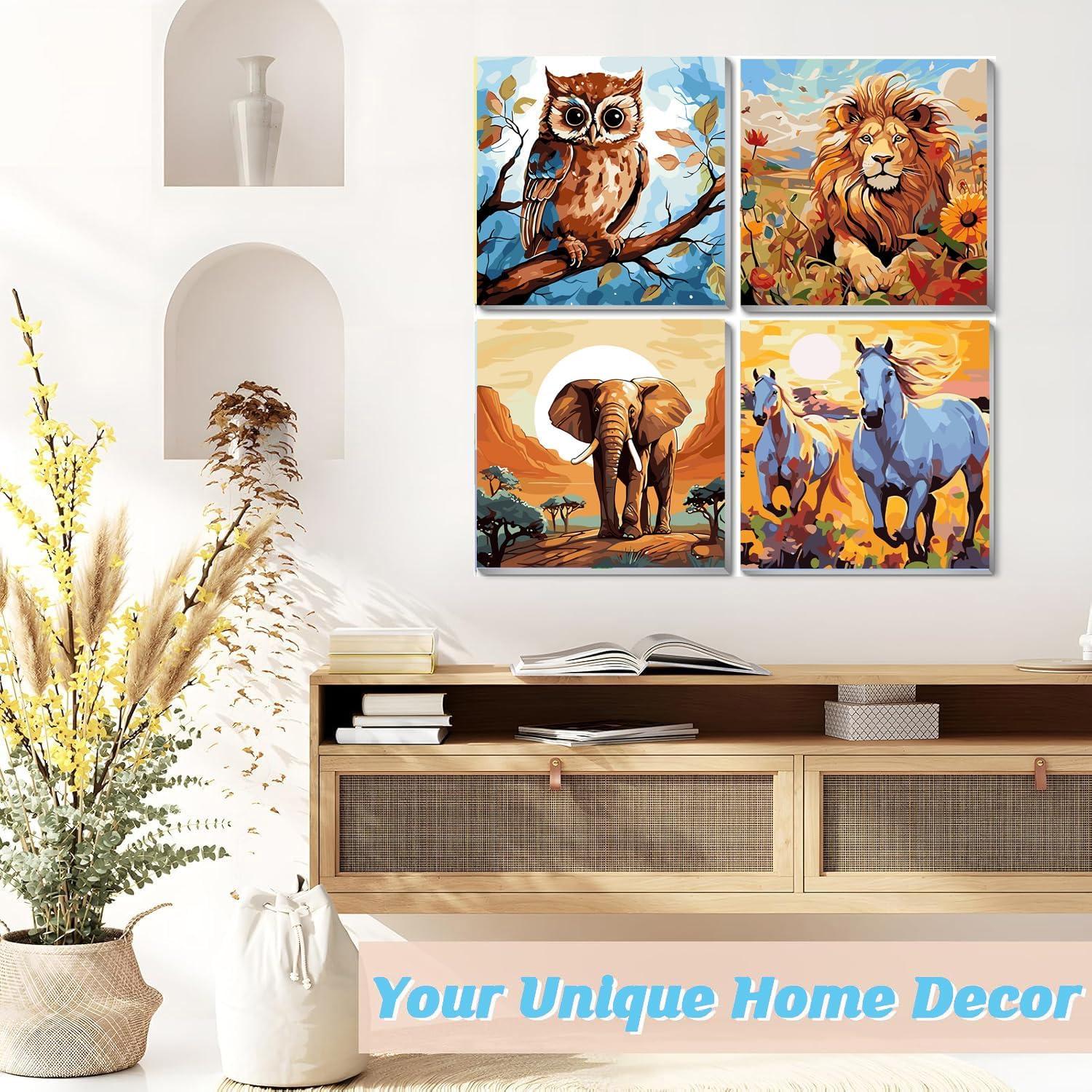 Kit de Pintura por Números Ajepon 4 Piezas 30x30cm Enmarcado