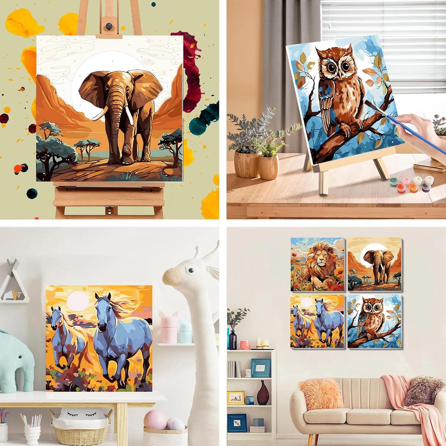 Kit de Pintura por Números Ajepon 4 Piezas 30x30cm Enmarcado