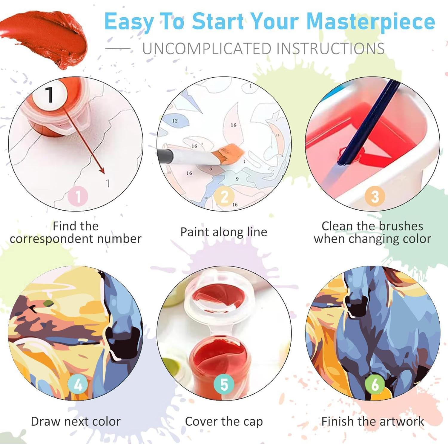 Kit de Pintura por Números Ajepon 4 Piezas 30x30cm Enmarcado