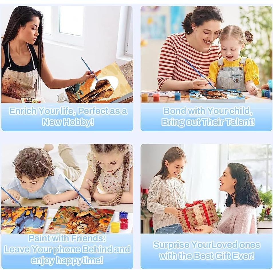 Kit de Pintura por Números Ajepon 4 Piezas 30x30cm Enmarcado