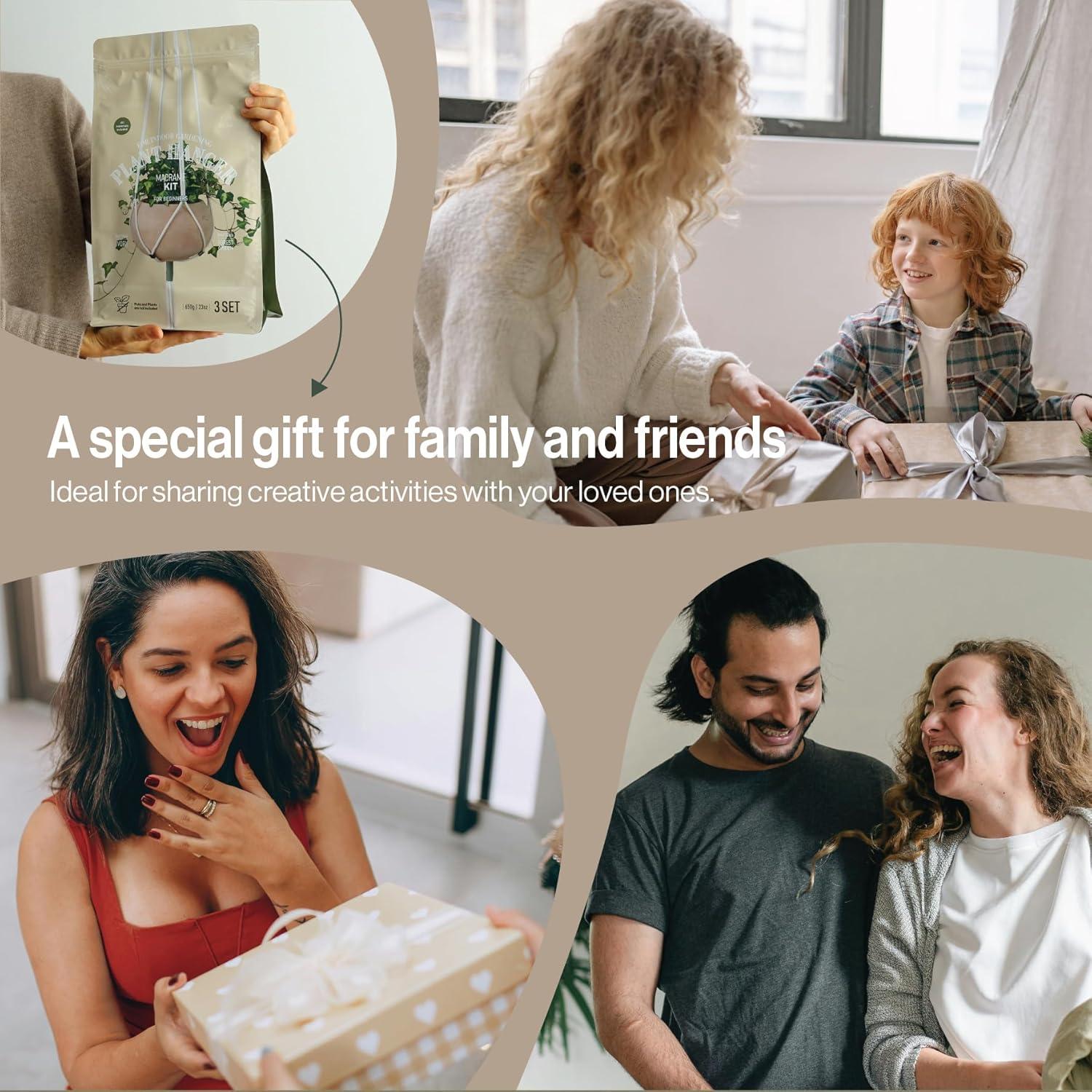 Kit de Macramé para Principiantes LET BE - 3 Colgadores de Plantas