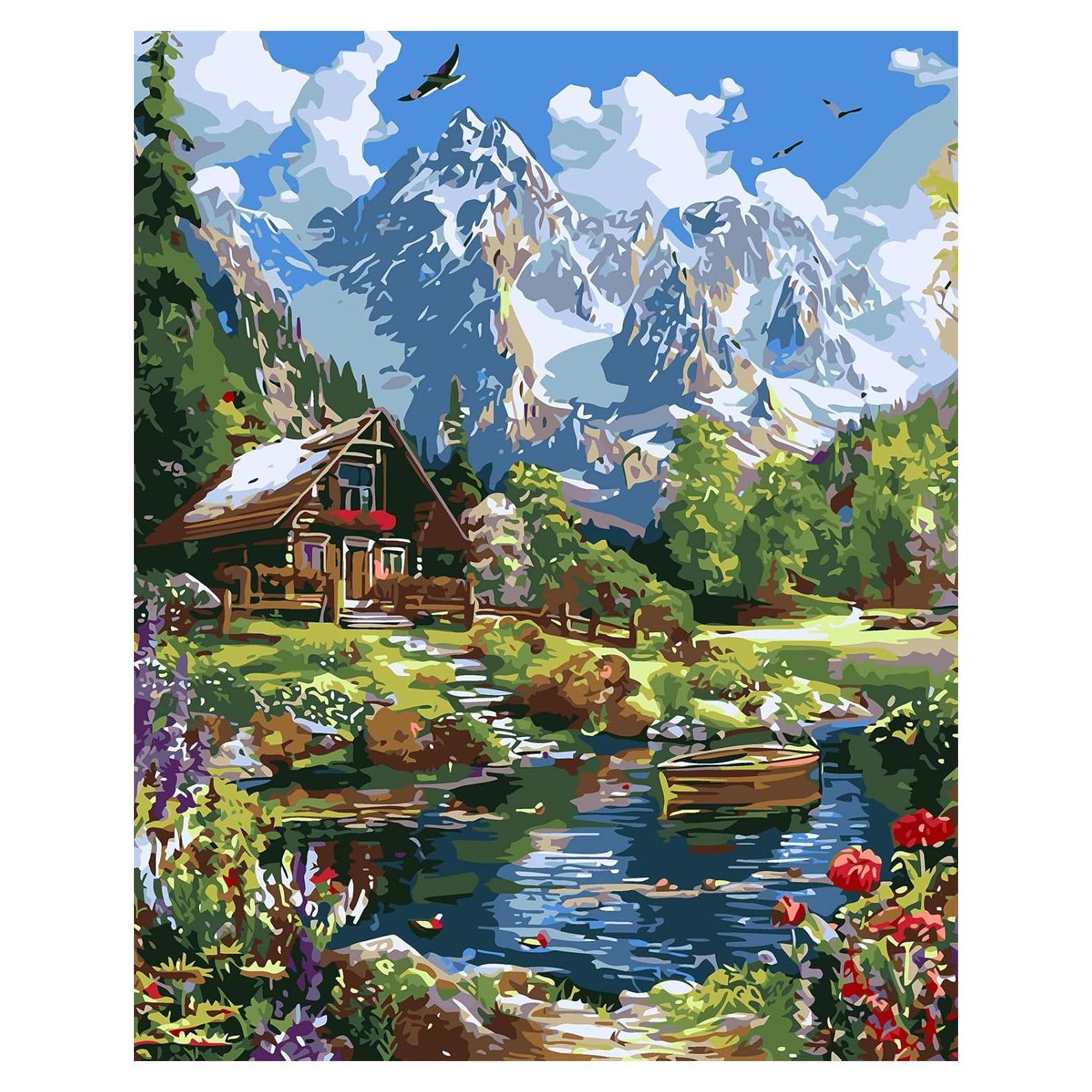 Kit de Pintura por Números Cabaña en el Bosque CHWGLFGG 40x50cm