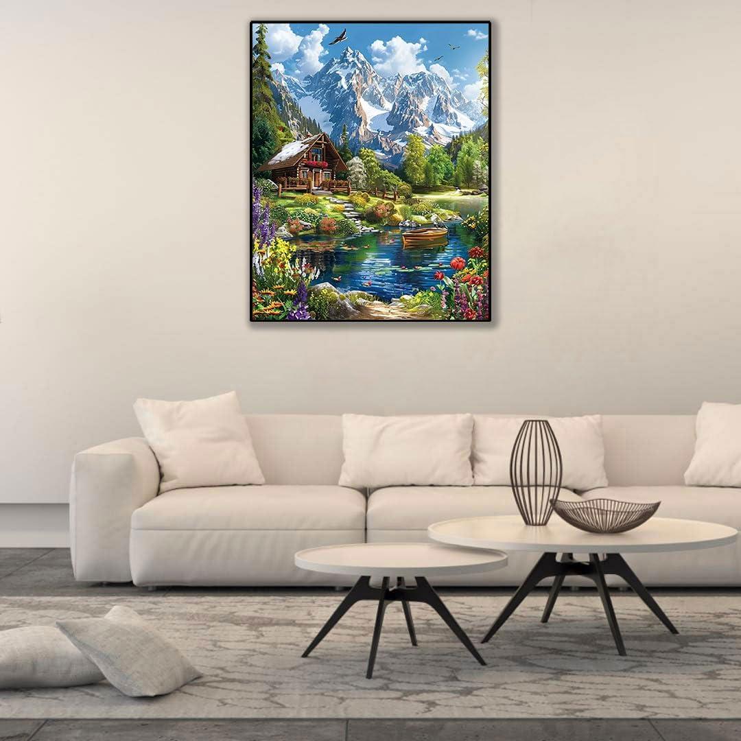 Kit de Pintura por Números Cabaña en el Bosque CHWGLFGG 40x50cm