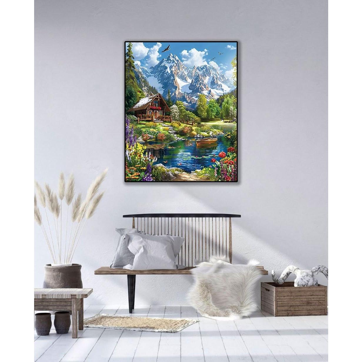 Kit de Pintura por Números Cabaña en el Bosque CHWGLFGG 40x50cm