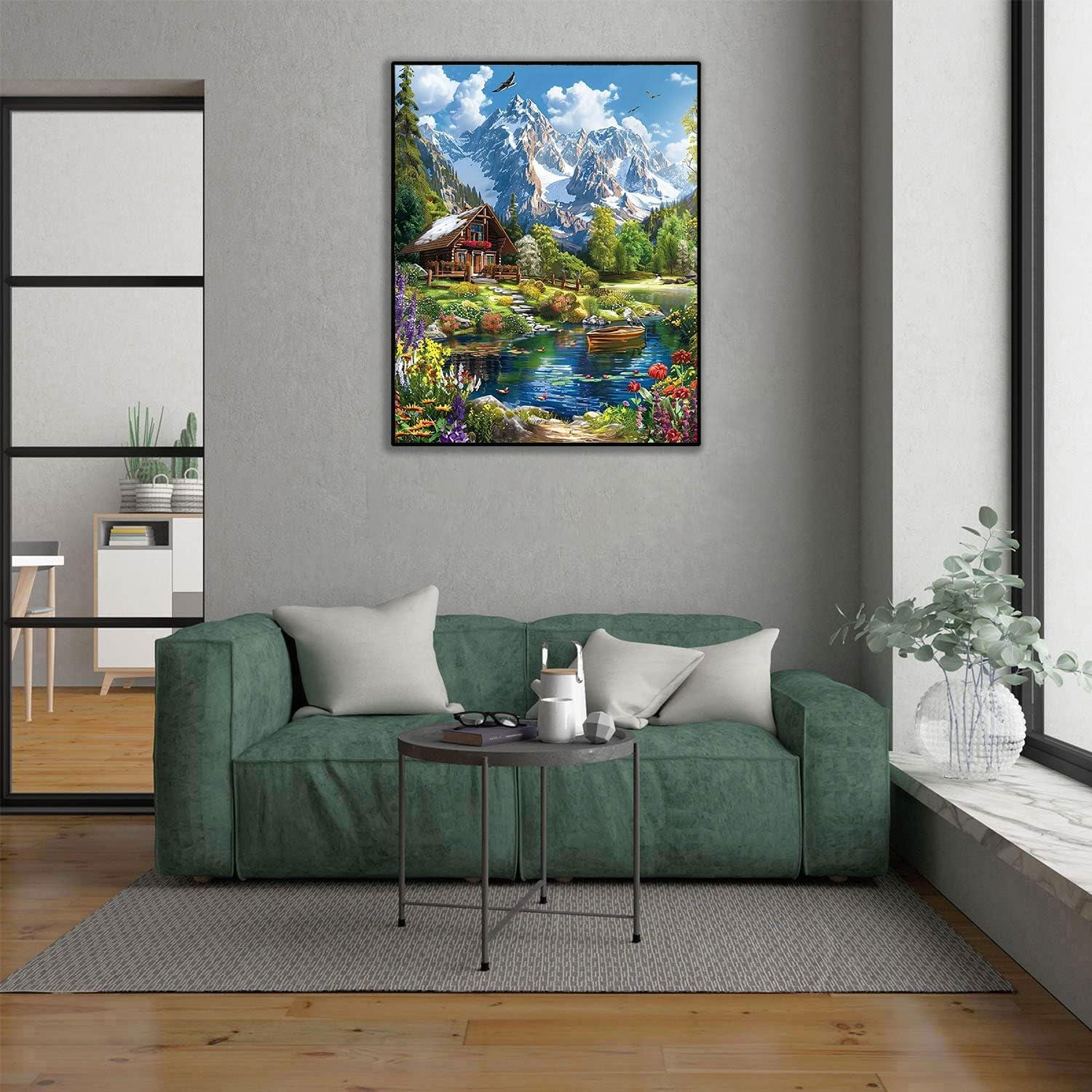 Kit de Pintura por Números Cabaña en el Bosque CHWGLFGG 40x50cm