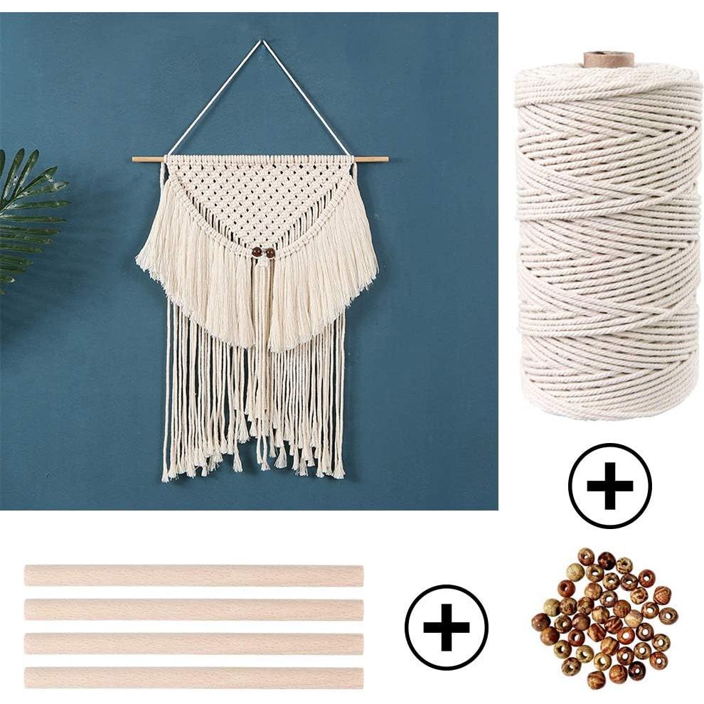 Kit de Macramé 87pcs ZXCDINO Algodón Natural 3mm x 20m