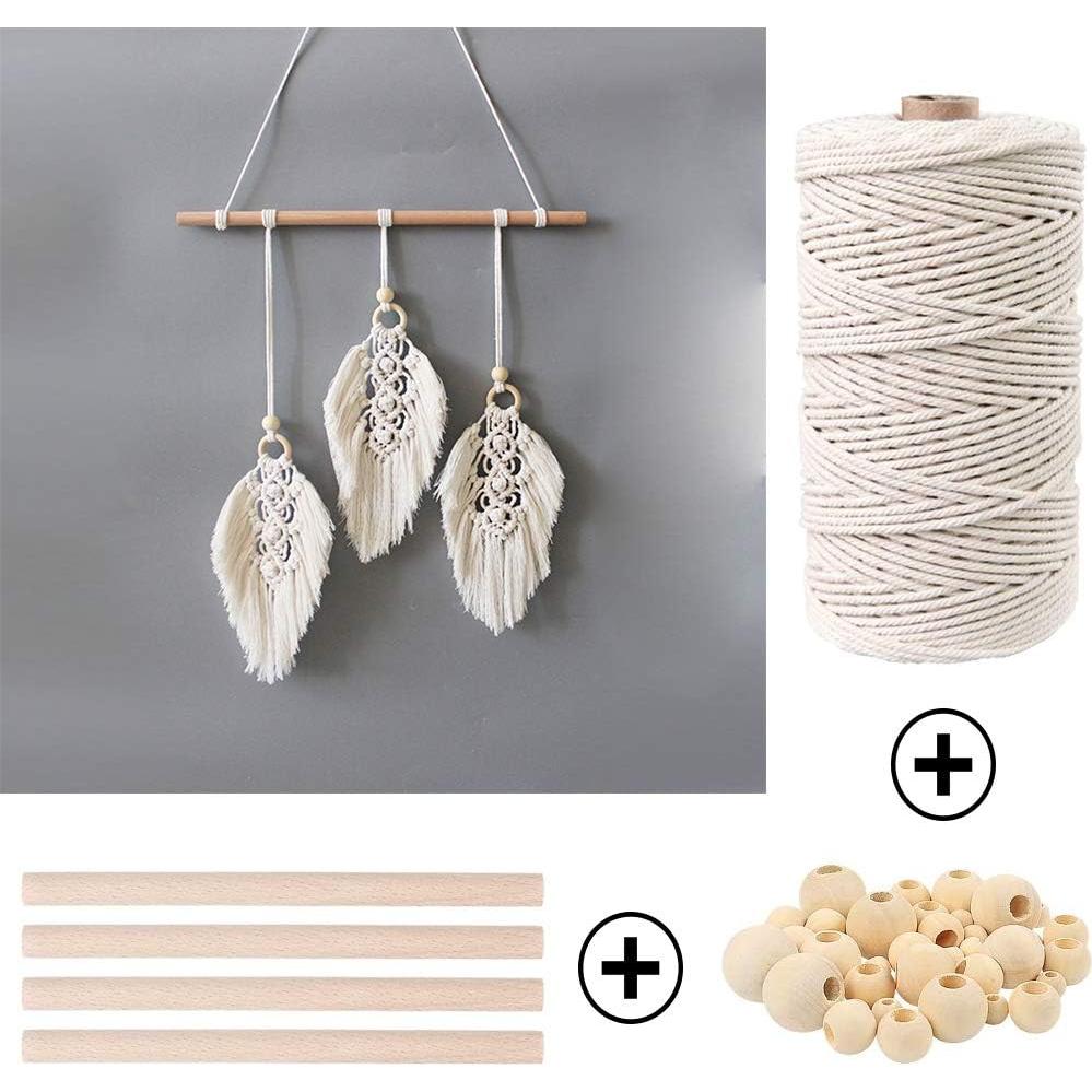 Kit de Macramé 87pcs ZXCDINO Algodón Natural 3mm x 20m