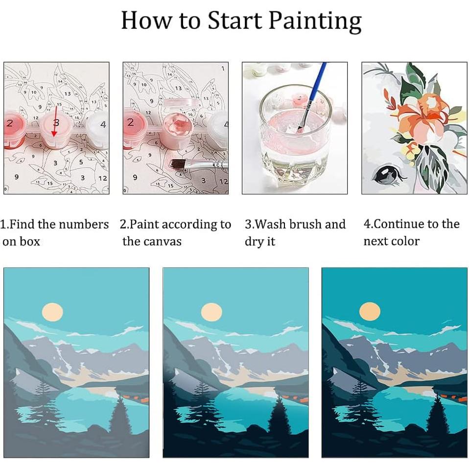 Kit Pintar por Números LWZAYS 6 Lienzos 20x30 cm Acrílico