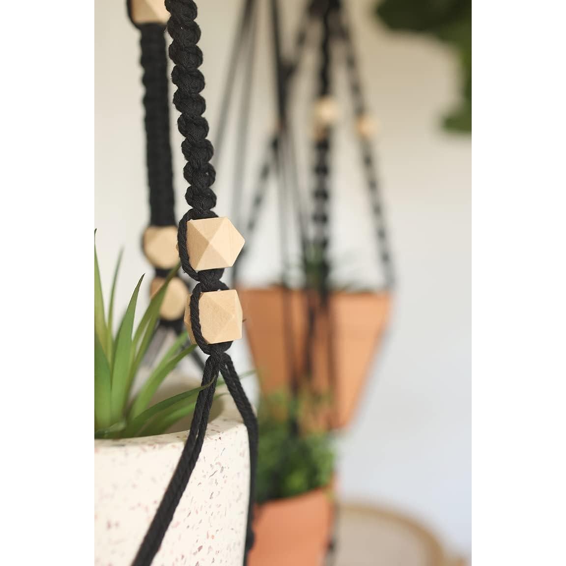 Kit de Macramé Aesthetic Creative - 3 Soportes de Plantas - 99m Cuerda Algodón 3mm