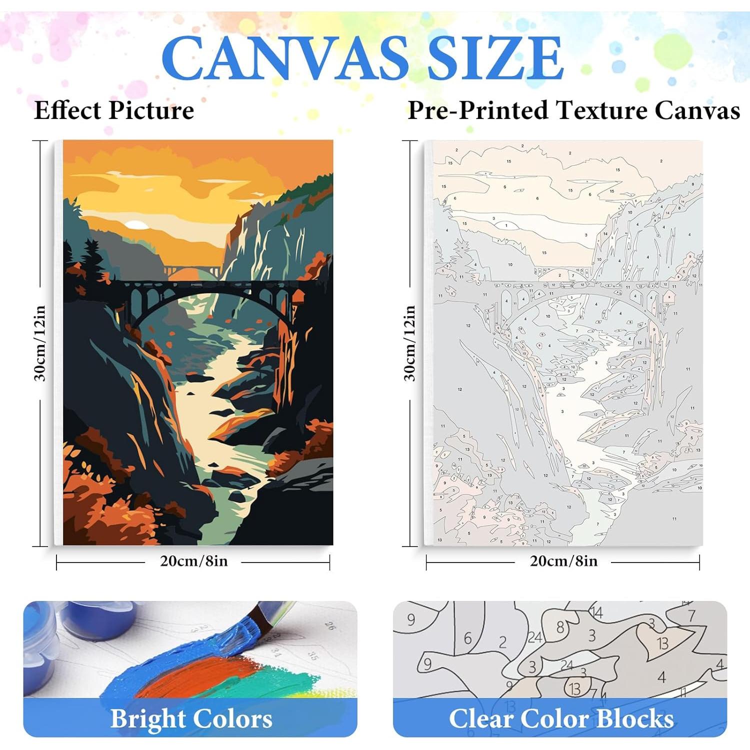 Kit de Pintura por Números PRASIO 4 Paquetes Parques Nacionales 20x30 cm