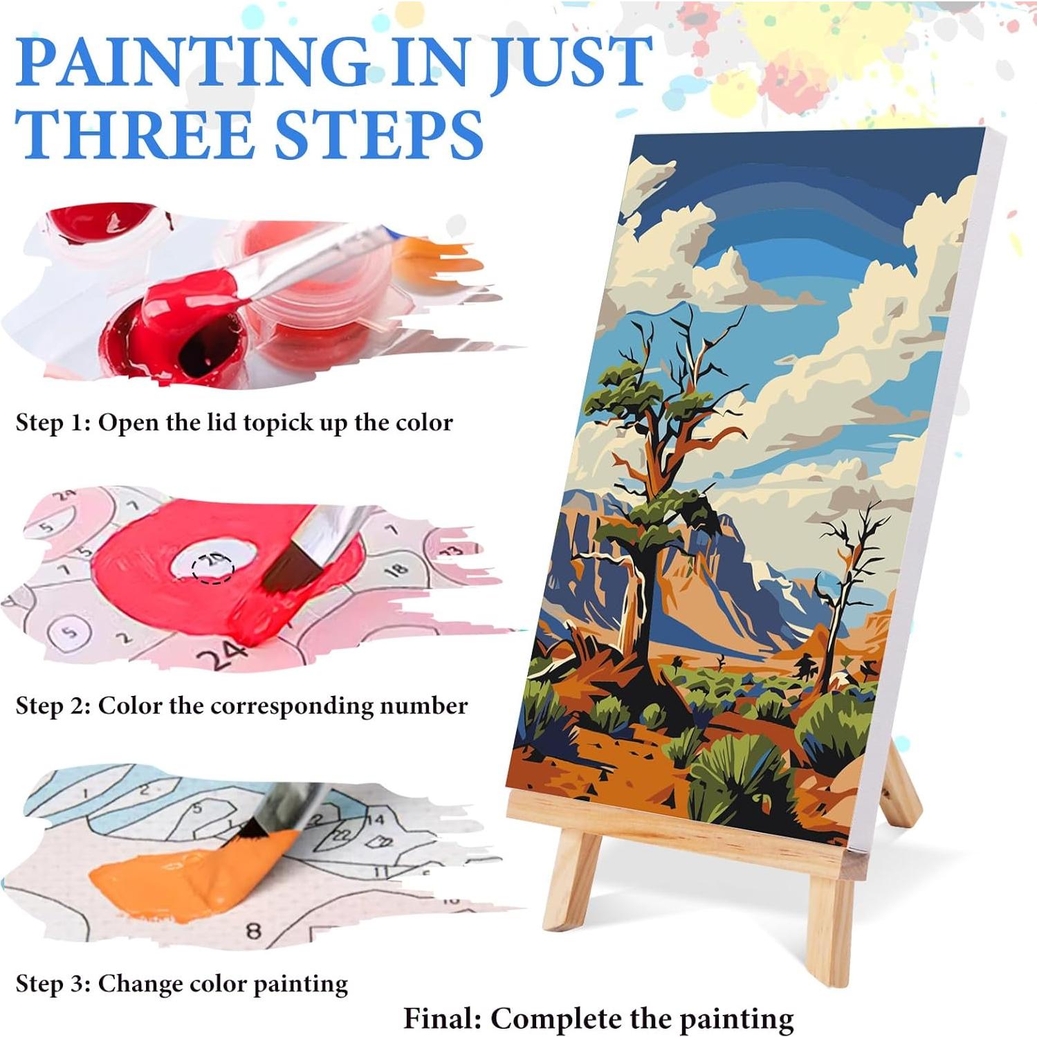 Kit de Pintura por Números PRASIO 4 Paquetes Parques Nacionales 20x30 cm