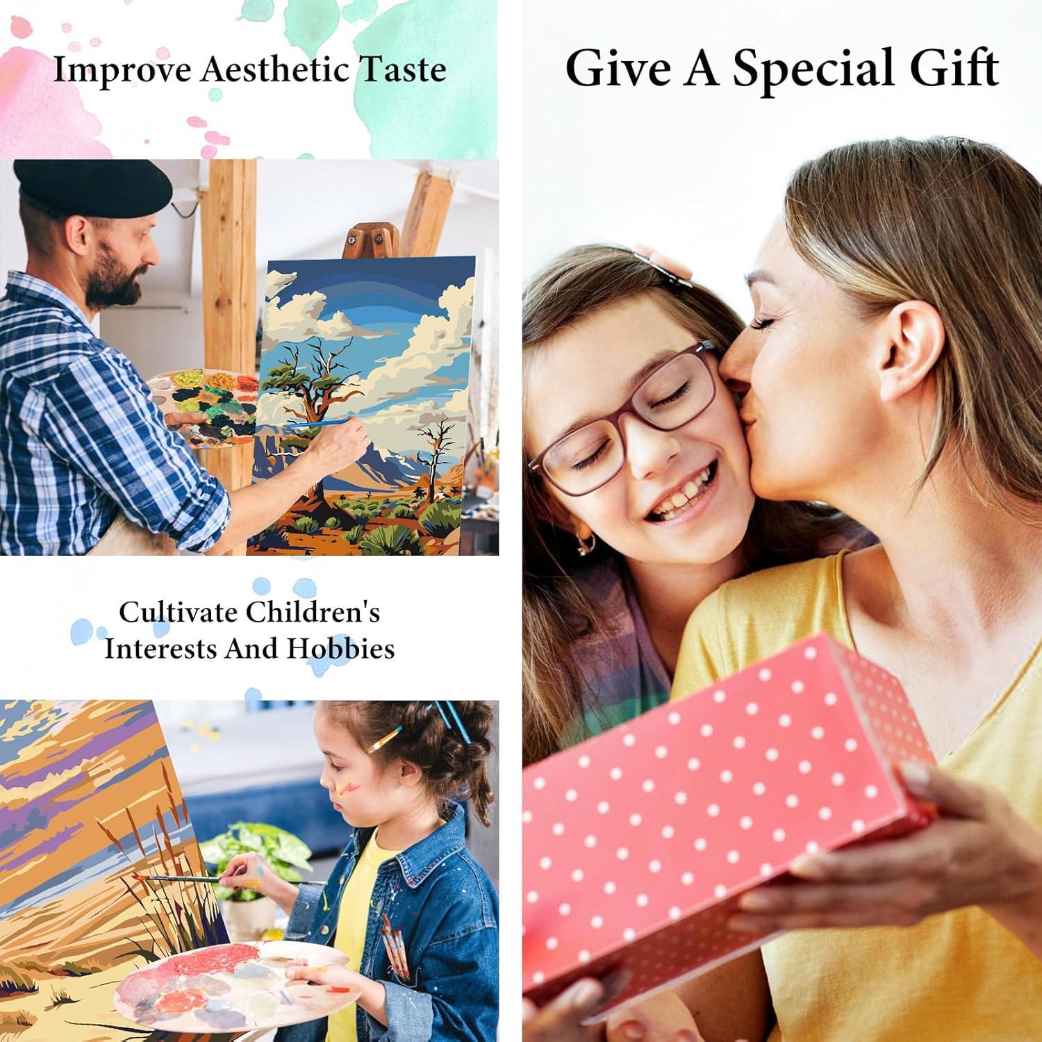 Kit de Pintura por Números PRASIO 4 Paquetes Parques Nacionales 20x30 cm