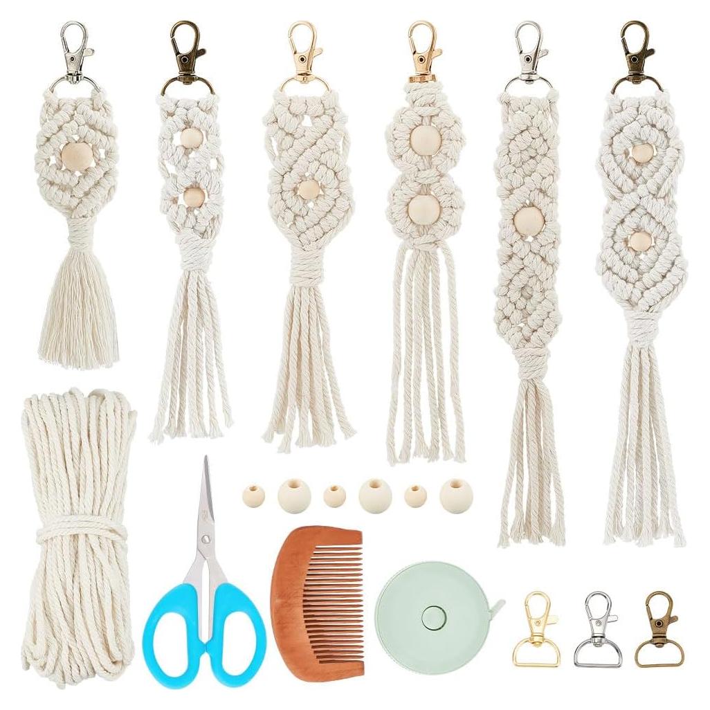 Kit de Llaveros de Macramé INFUNLY 6 Piezas DIY Bohemio