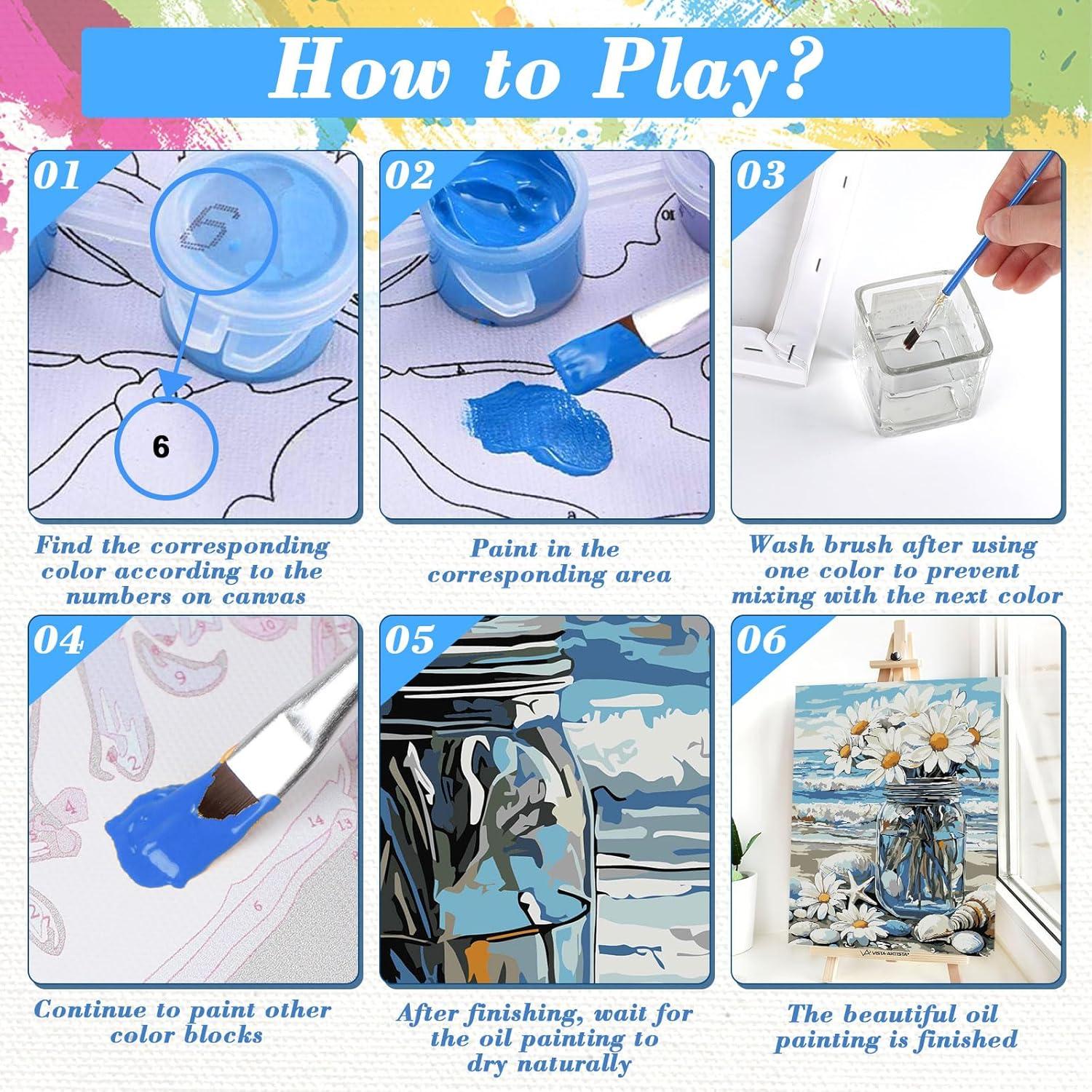 Kit de Pintura por Números Skyboda Floral 30x20cm Enmarcado