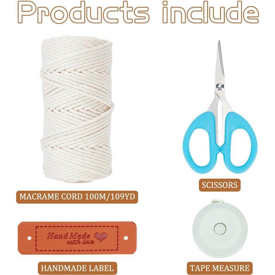 Kit de Cesta de Macramé FREEBLOSS - 100m Algodón DIY con Video