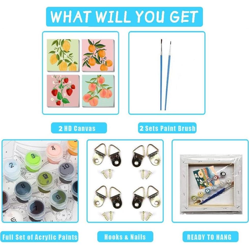 Kit de Pintura por Números Amzdiyfun Frutas 19.8x19.8cm