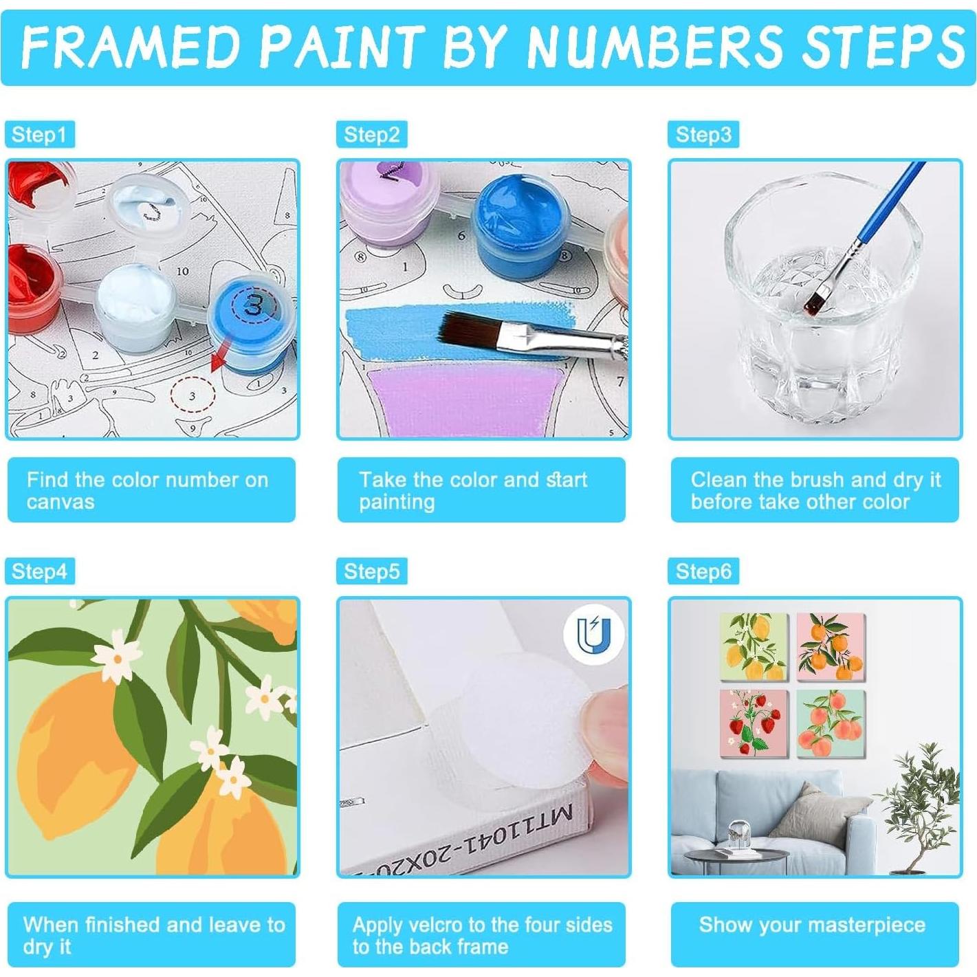 Kit de Pintura por Números Amzdiyfun Frutas 19.8x19.8cm