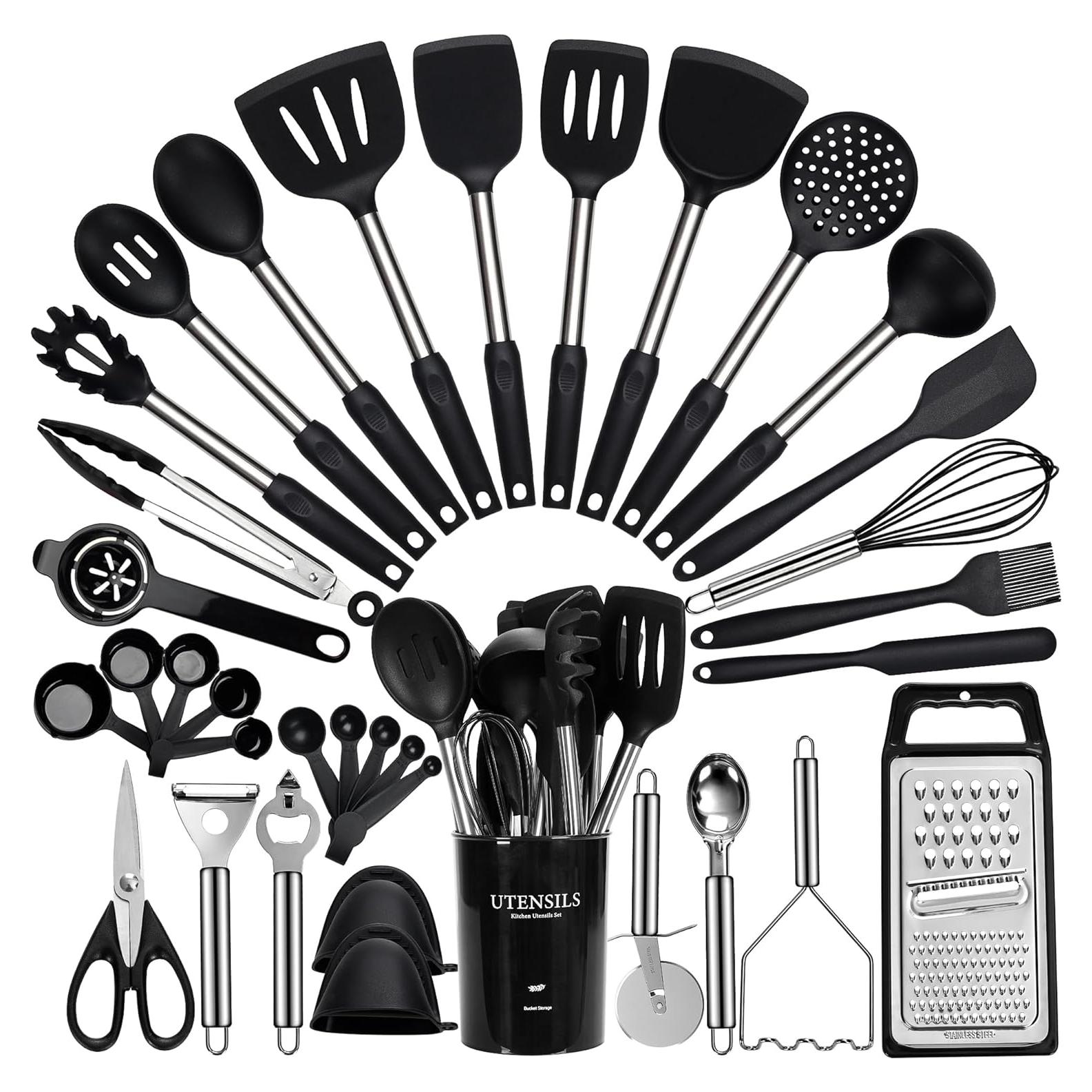 Juego de Utensilios de Cocina Fyvva 35 Piezas Silicona Negro